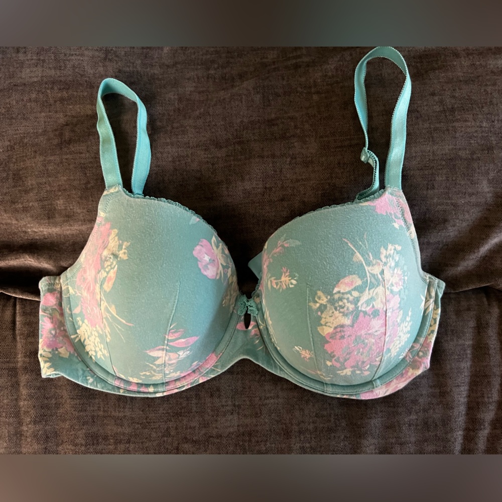 Teal floral full coverage underwire bra 38dd